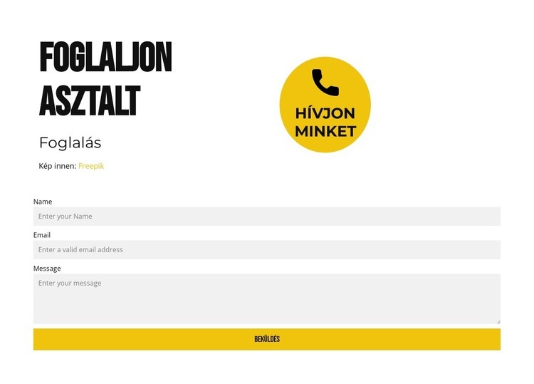 Foglaljon asztalt CSS sablon