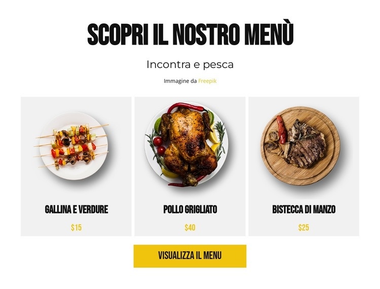 Scopri il nostro menù Costruttore di siti web HTML