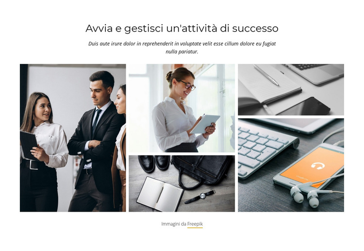 Avvia un'attività di successo Modello di sito Web