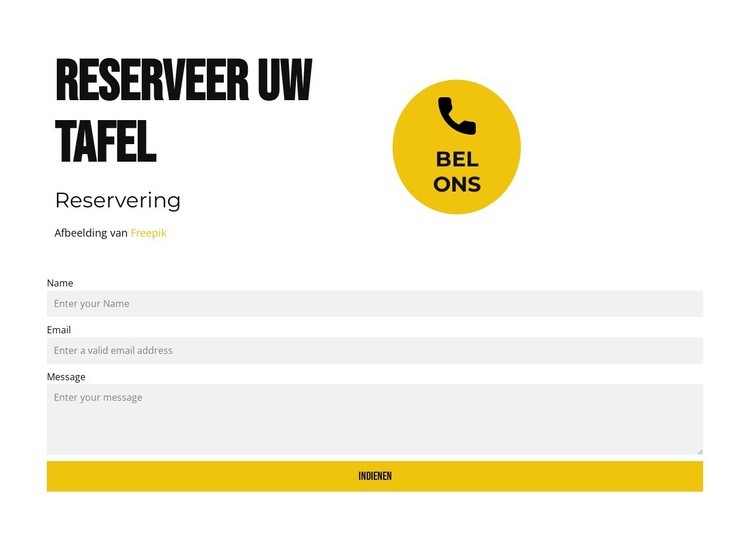 Reserveer uw tafel Html Website Builder