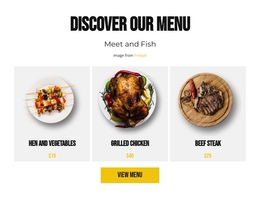 Discover Our Menu One Page Template