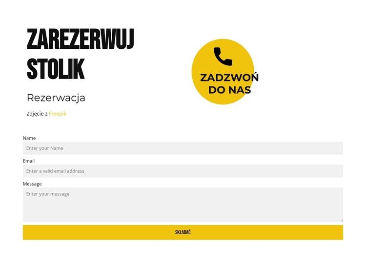 Zarezerwuj stolik Szablon witryny sieci Web