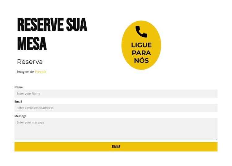 Reserve sua mesa Design do site