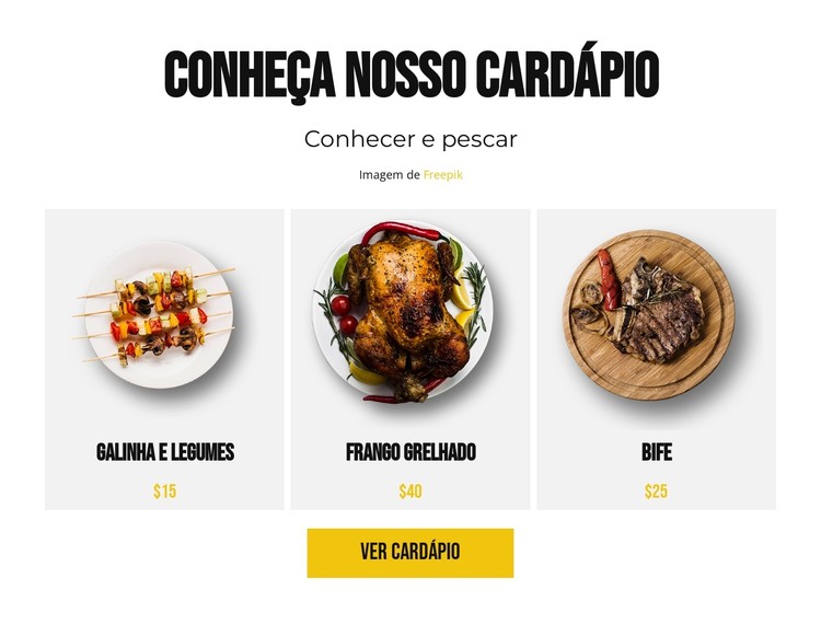 Conheça nosso cardápio Template CSS