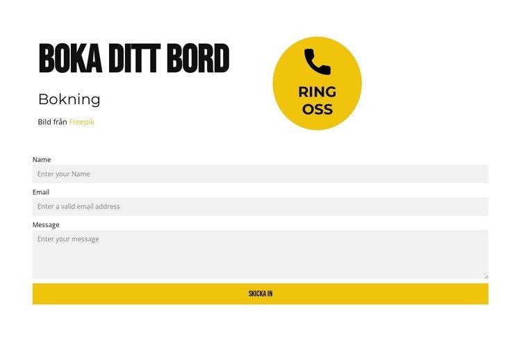 Boka ditt bord CSS -mall