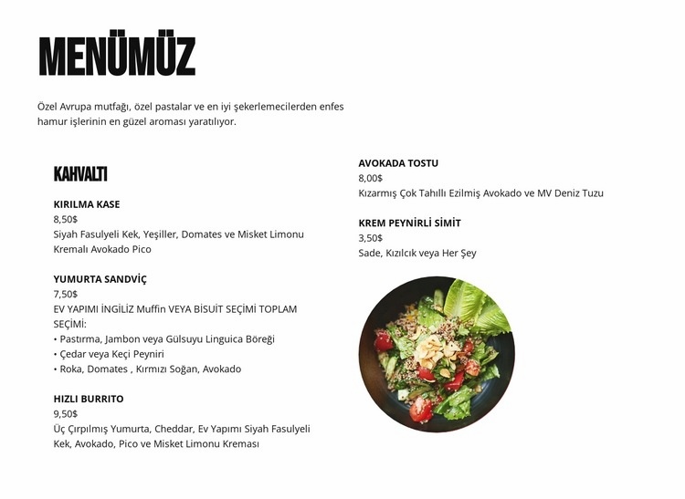 Öğle yemeği Web sitesi tasarımı