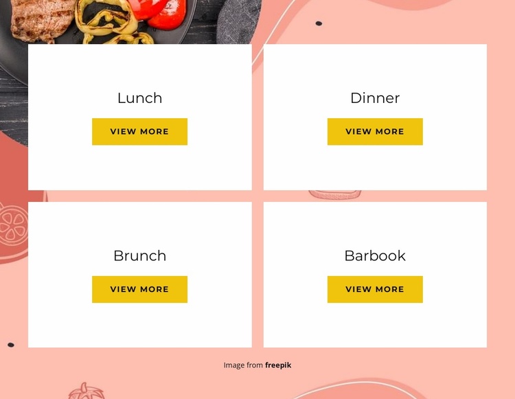 Our varied menu Landing Page