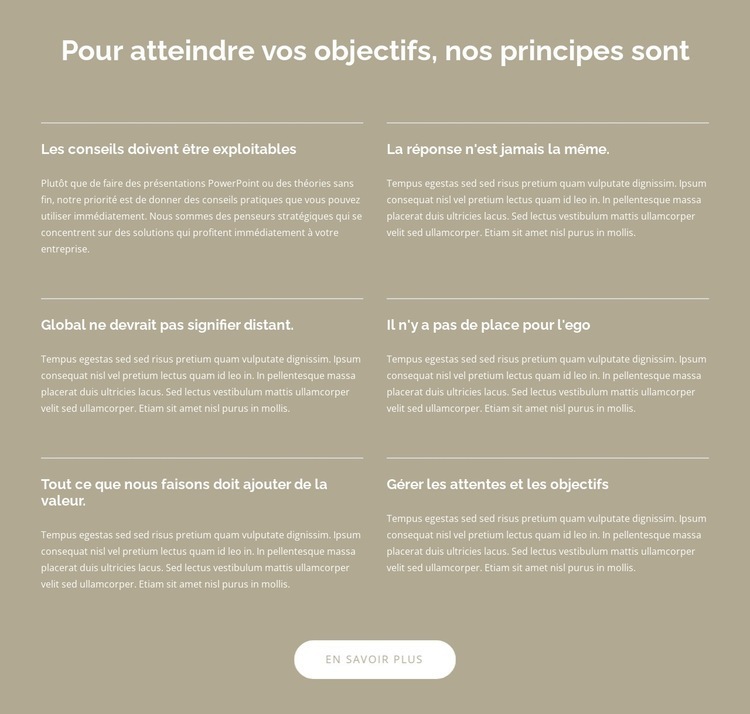 Conseil aux entreprises global pour un monde dynamique Page de destination