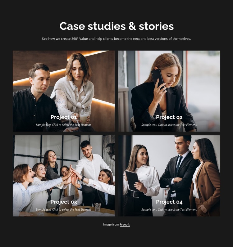 Case studies and stories Joomla Page Builder