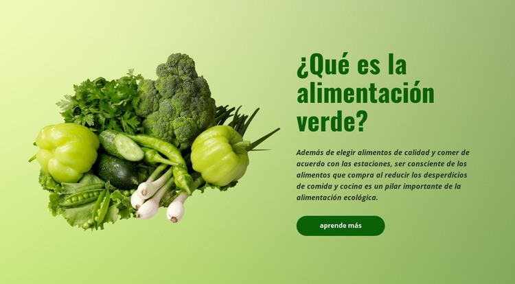 Alimentación ecológica verde Creador de sitios web HTML