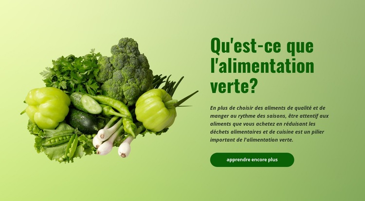 Manger vert biologique Maquette de site Web