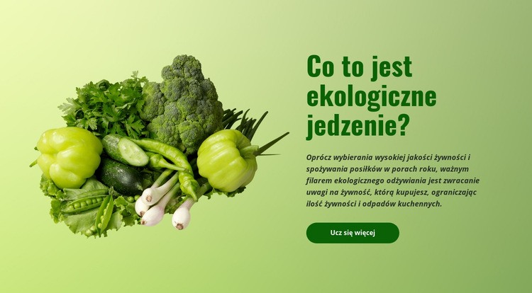 Ekologiczne zielone jedzenie Makieta strony internetowej