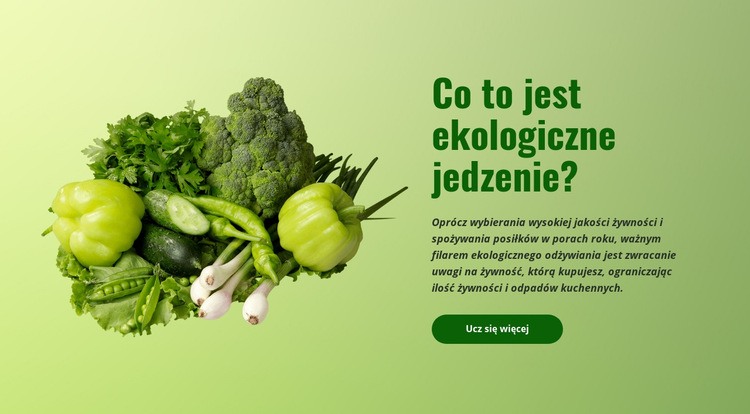 Ekologiczne zielone jedzenie Szablon witryny sieci Web