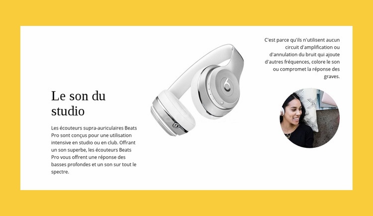 Casque sans fil de studio Page de destination