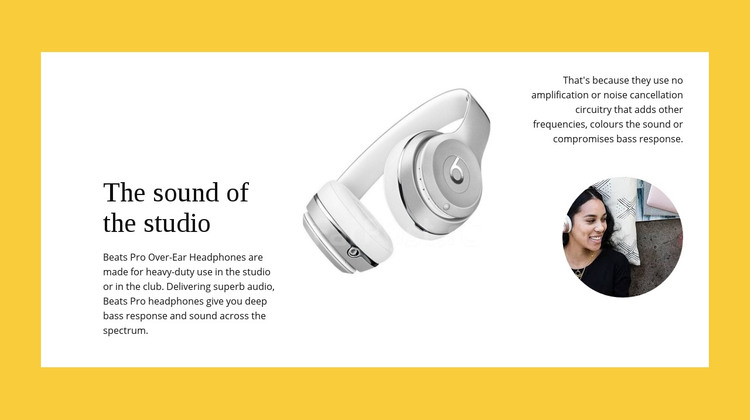 Studio wireless headphones Homepage Design