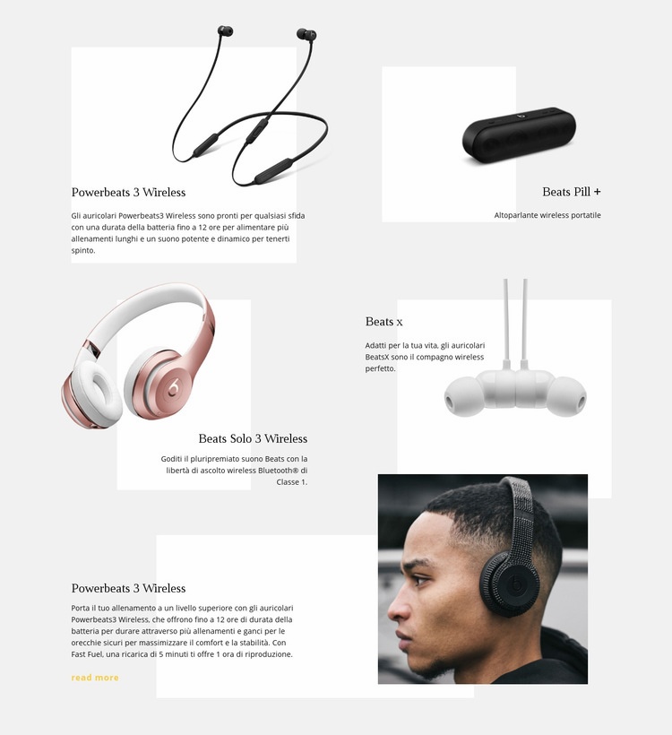 Tecnologia wireless musicale Mockup del sito web