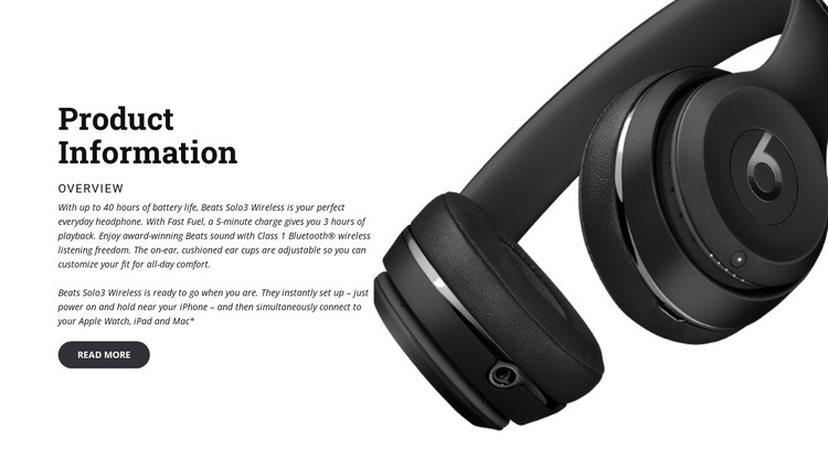Headphones for listening to music HTML Template