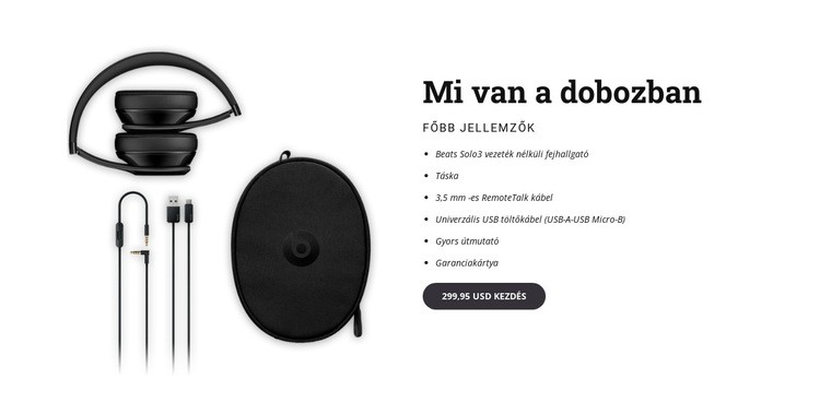 Beats vezeték nélküli fejhallgató HTML Sablon