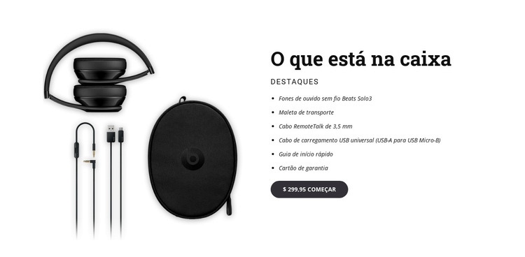 Fones de ouvido sem fio Beats Modelos de construtor de sites