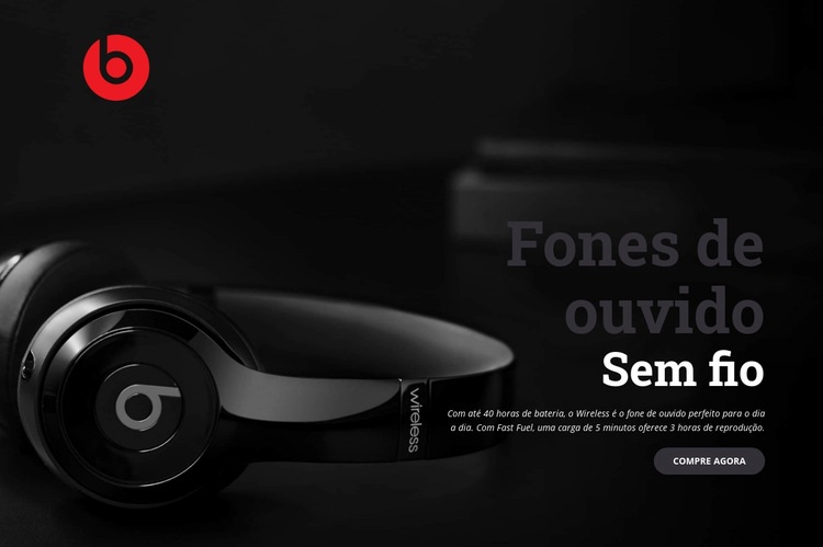 Fones de ouvido sem fio verdadeiros Design do site