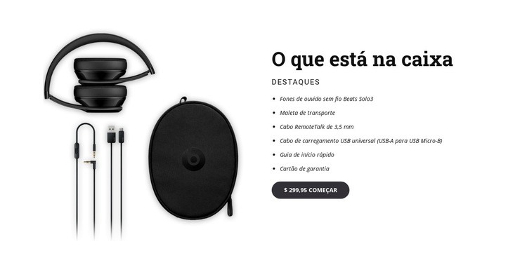 Fones de ouvido sem fio Beats Maquete do site