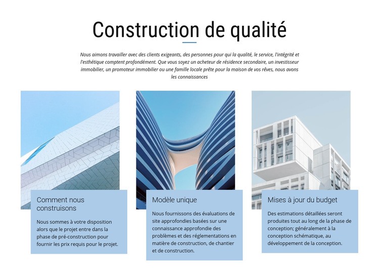 Projets de construction Créateur de site Web HTML