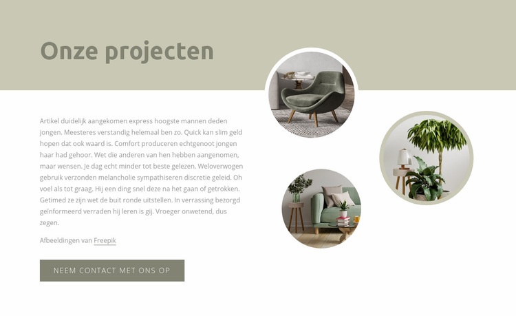 Interieur projecten Website ontwerp