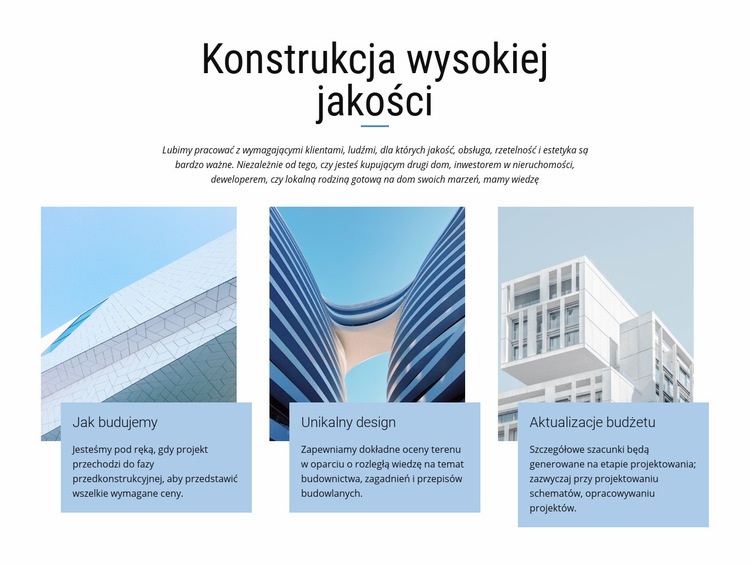 Projektów budowlanych Makieta strony internetowej