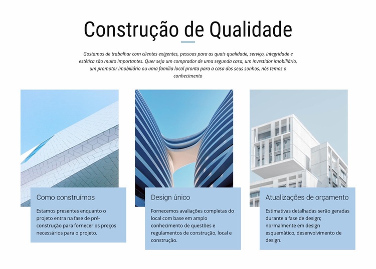 Projetos de construção Design do site