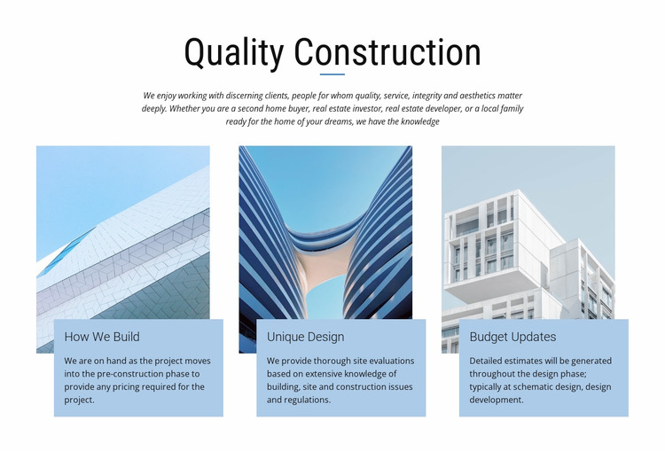 Construction projects WordPress Website Builder