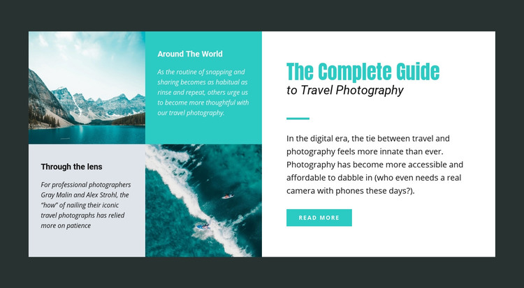 Travel photography guide Homepage Design
