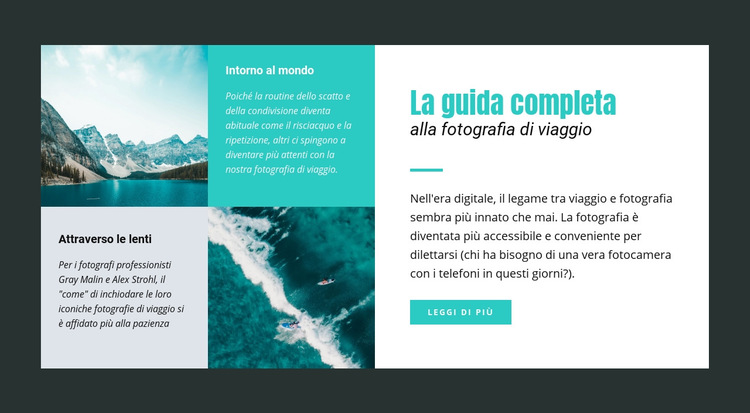 Guida alla fotografia di viaggio Modello di sito Web