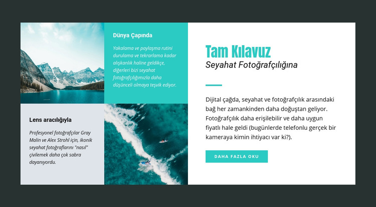 Seyahat fotoğrafçılığı rehberi Web Sitesi Şablonu