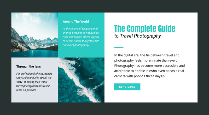 Travel photography guide Web Page Design