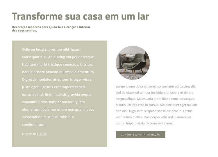 Grade com texto e imagem pequena Modelo de site