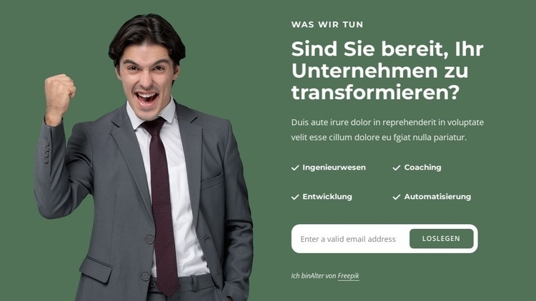 Wir lösen komplexe Geschäftsprobleme Landing Page