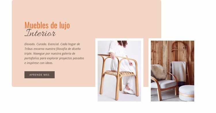Muebles de madera sencillos Maqueta de sitio web