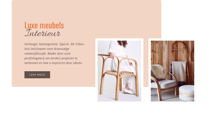 Eenvoudig houten meubilair Website mockup