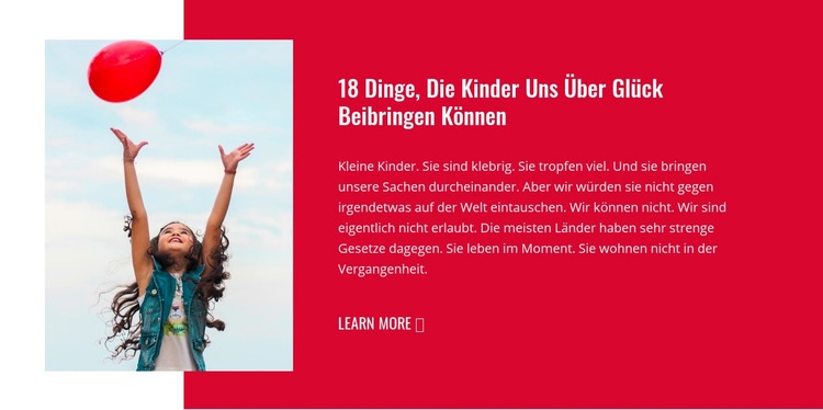 Glück im Kindesalter Landing Page