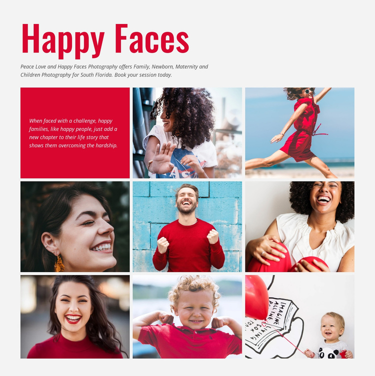 Smiling faces photography One Page Template
