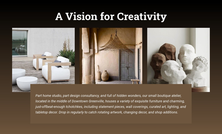 A vision of creativity Homepage Design
