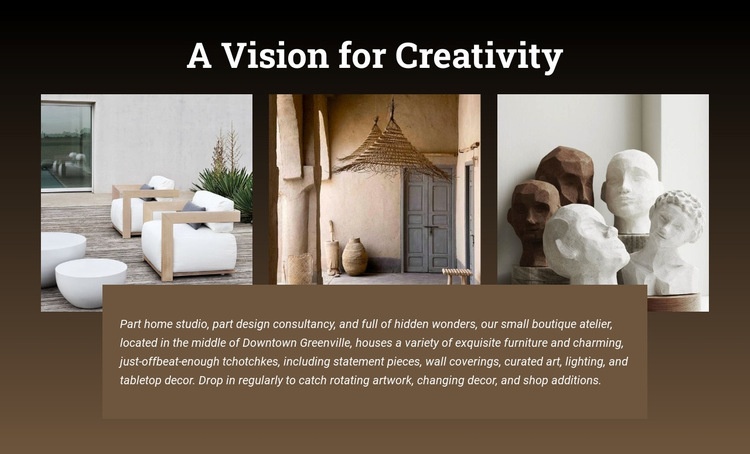 A kreativitás víziója Html Weboldal készítő