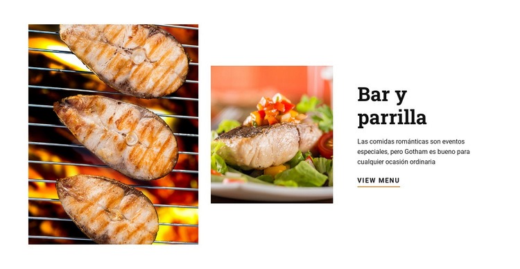 Restaurante bar y grill Maqueta de sitio web