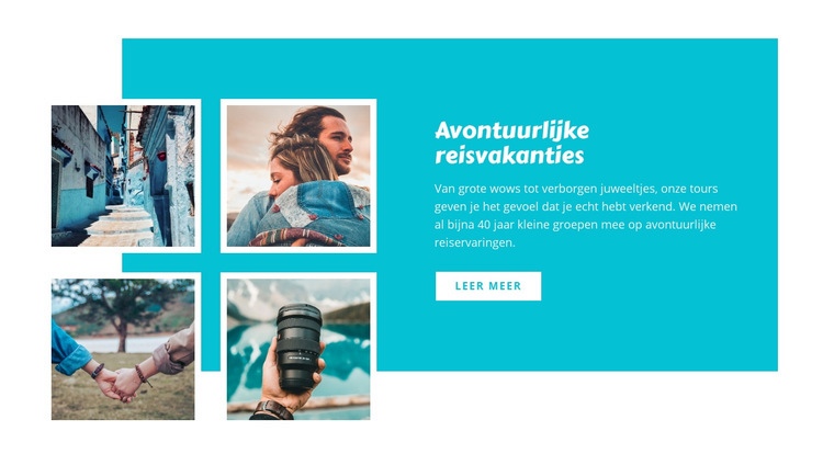Avontuurlijke reizen vakanties Website ontwerp