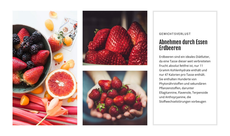 Erdbeeren zur Gewichtsreduktion Website-Vorlage
