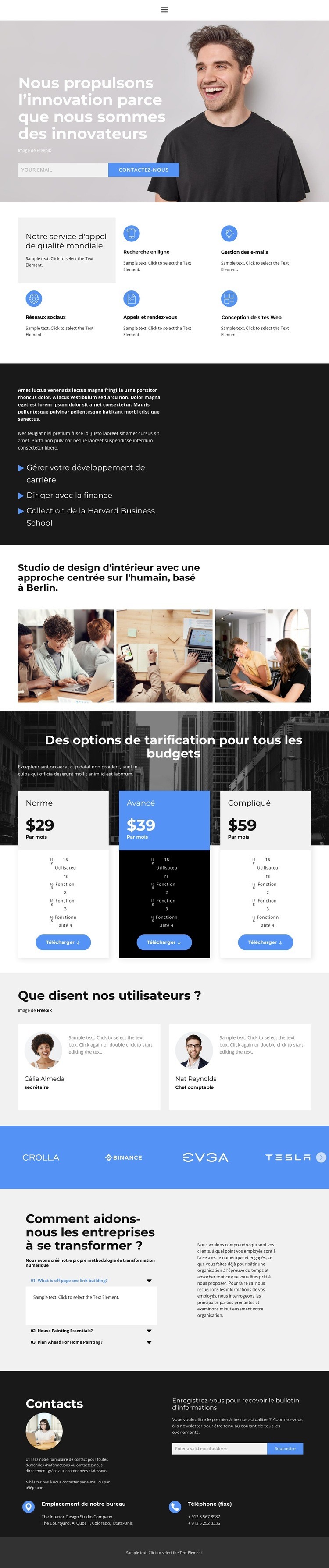 Nous priorisons Modèle HTML5