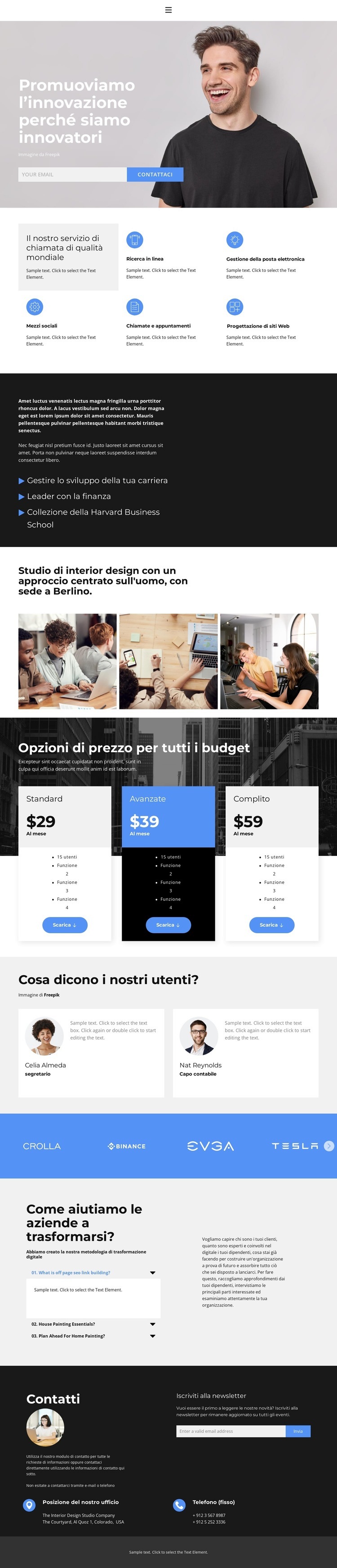 Diamo la priorità Modelli di Website Builder