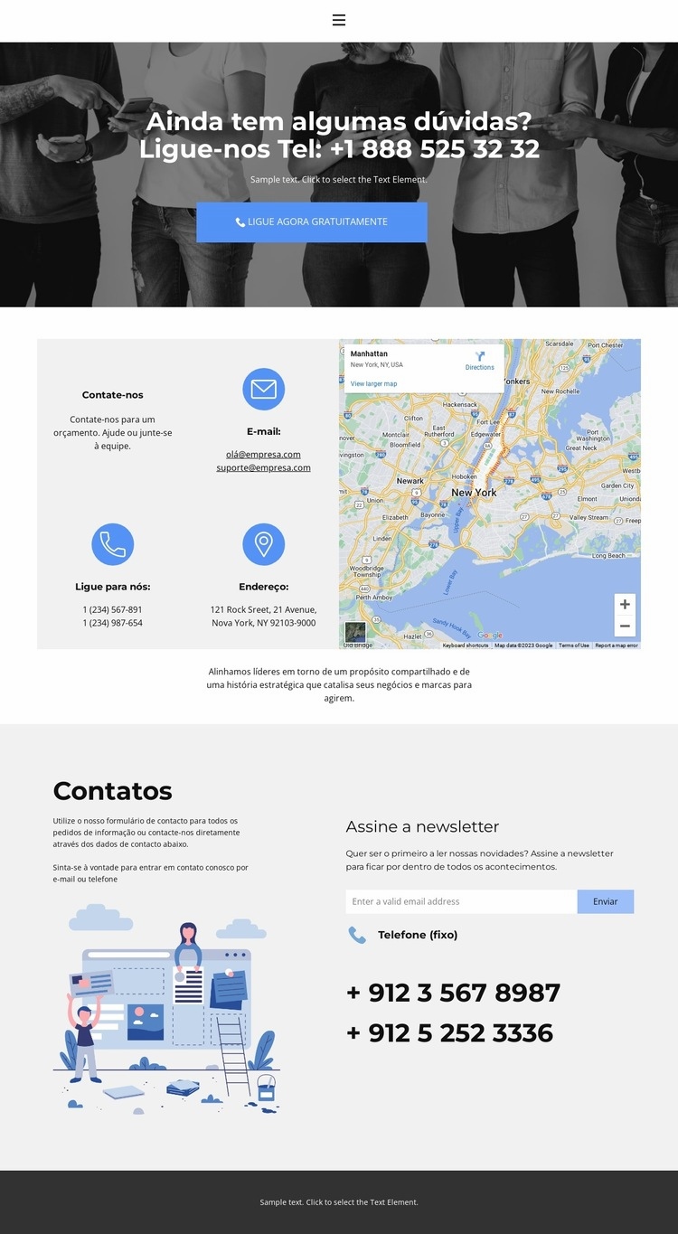 Procure contatos Design do site