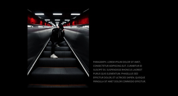 Foto, texto y fondo oscuro Maqueta de sitio web