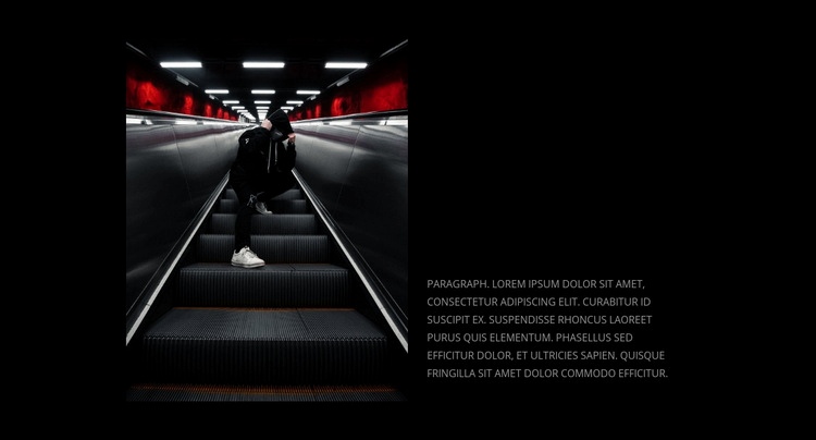Foto, testo e sfondo scuro Mockup del sito web